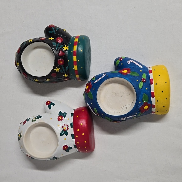 3 Vintage Mary Engelbreit ME Tea Light Candle Holders Christmas Mittens Decor - Picture 4 of 16